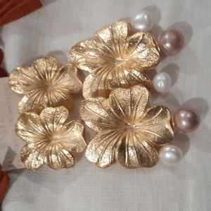 - Anthr0plogie floral pearl drop earrings 14k gold plated brass, fresh wat…